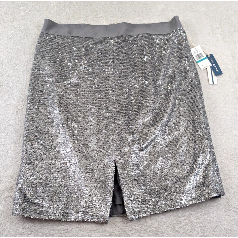 Court & Rowe sz 16 Skirt silver sequins lined about knee length 0629